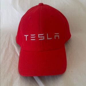 Retired Tesla Scarlet Red Cap with White Logo